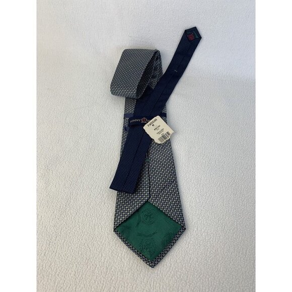 Tommy Hilfiger Tie Blue Yellow Silk USA Vintage NWT - Picture 6 of 10